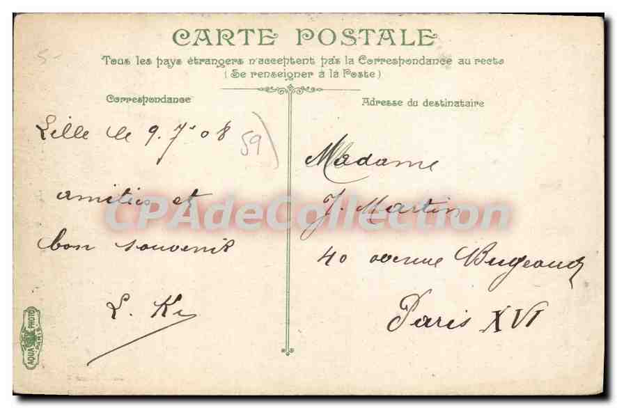 CPA Lille palais de justice — Verso