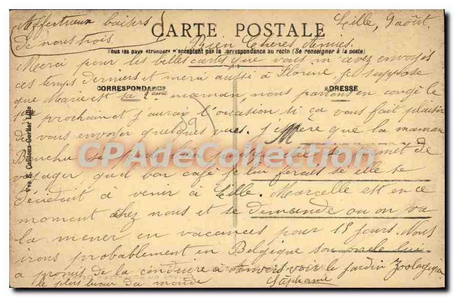 CPA Lille Monument Aux Fusillés — Verso