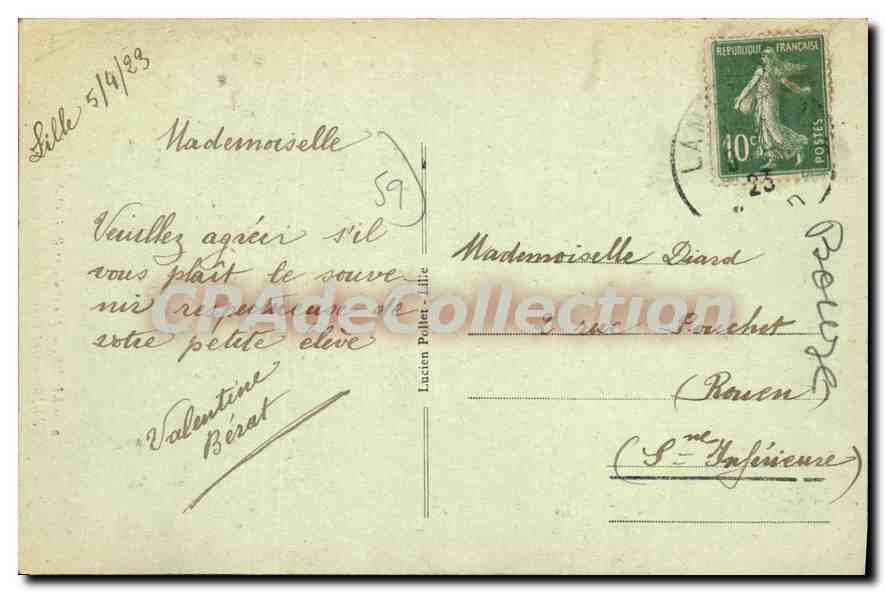 CPA Lille Motif Du Petit Quinquin — Verso