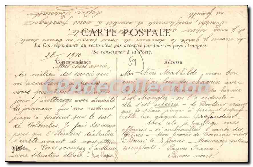 CPA Lille Statue De Faidherbe — Verso