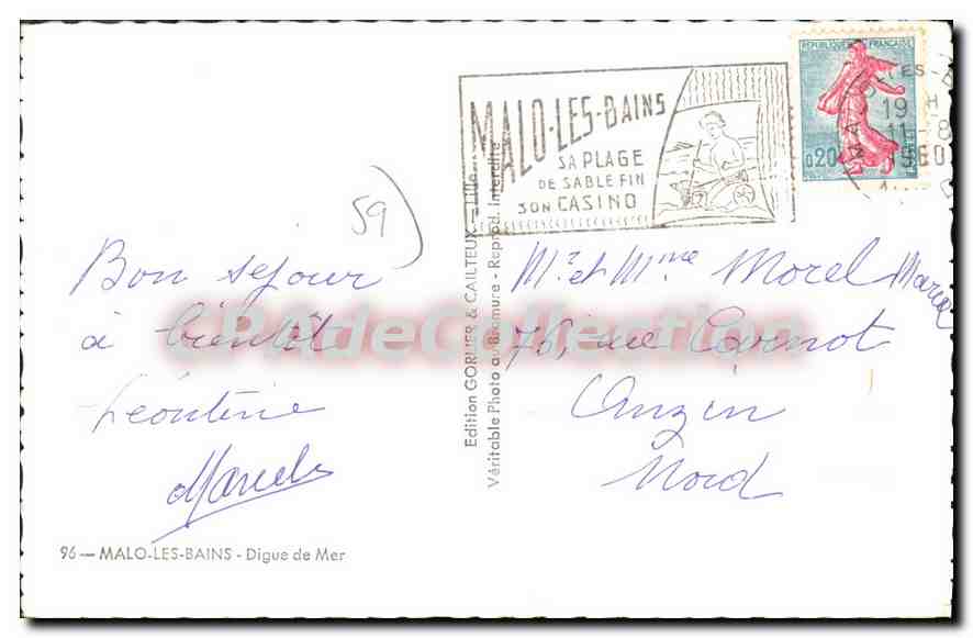 Malo-les-Bains — Digue de Mer — Edition GORLIER & CAUTLEUX, n°96 — Rückseite