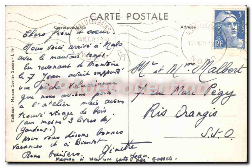 CPA Malo Les Bains Digue De Mer Villas — Verso