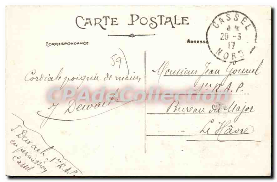 CPA Mont Cassel Vue Prise De La Gare — Rückseite