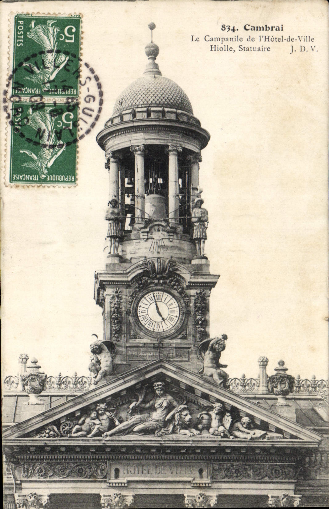Cambrai — Der Campanile des Rathauses, Statuarik — J.D.V. n°874