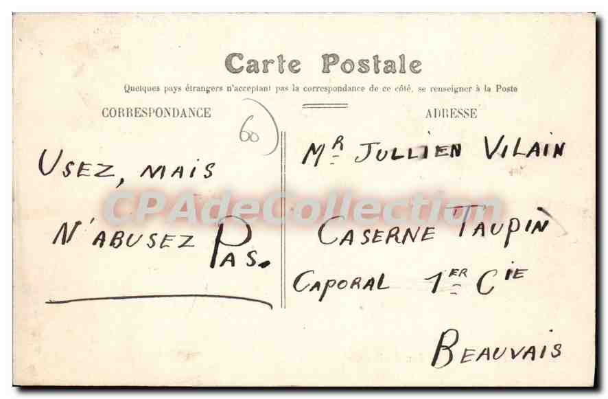 CPA Beauvais Le Jeu De Paume — Rückseite