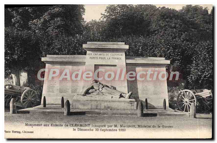 Monument aux Enfants de Clermont — inauguré par M. Maginot, Ministre de la Guerre — 30 septembre 1923 — Photo Hertog, Clermont