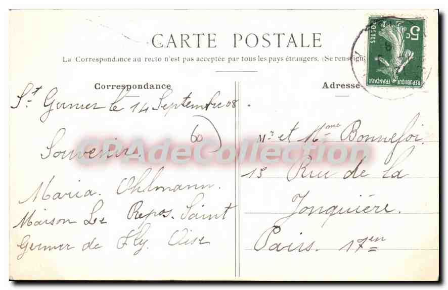 CPA Saint Germer Vue Generale De I'Ancienne Abbaye — Rückseite