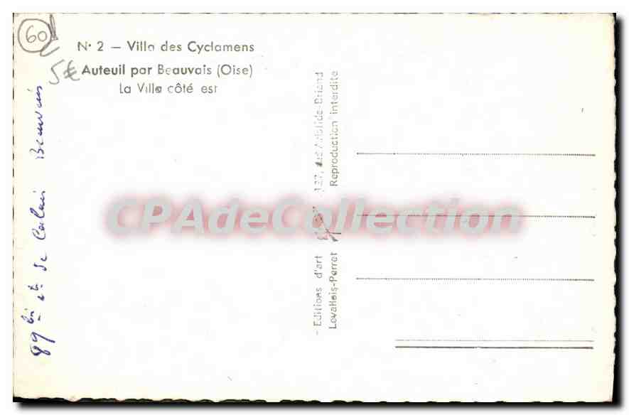 CPA Auteuil Par Beauvais La Villa des Cyclamens — Back