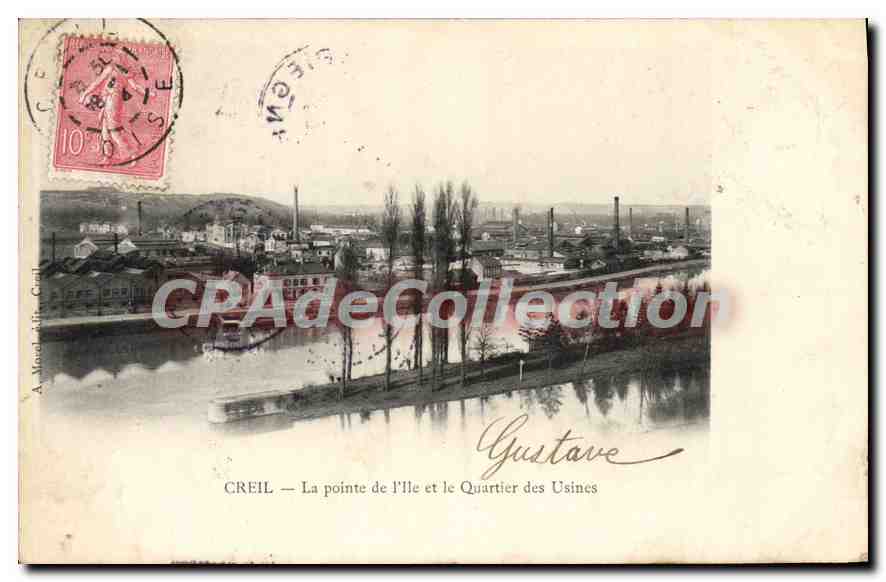 CPA Creil La Pointe De I'Ile Et Le Quartier Des usines