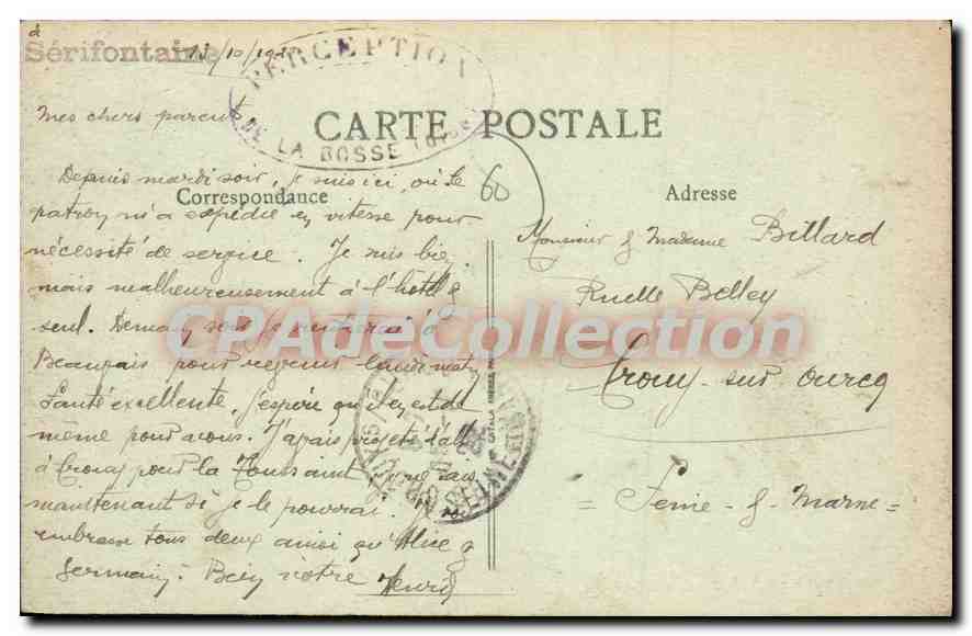 CPA Serifontaine Le Chateau Du Saussart — Back