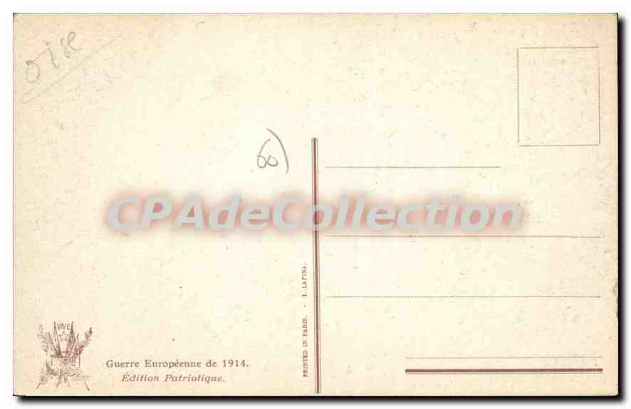 M. G. E. Odent, maire de Senlis — fusillé par les Allemands — Édition Patriotique 1914 — Verso