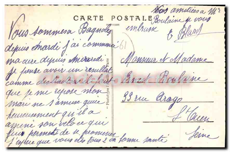 CPA Bagnoles De I'Orne Hotel Bel Air — Verso