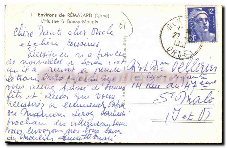 CPA Remalard L'Huisne à Boissy-Maugis — Rückseite