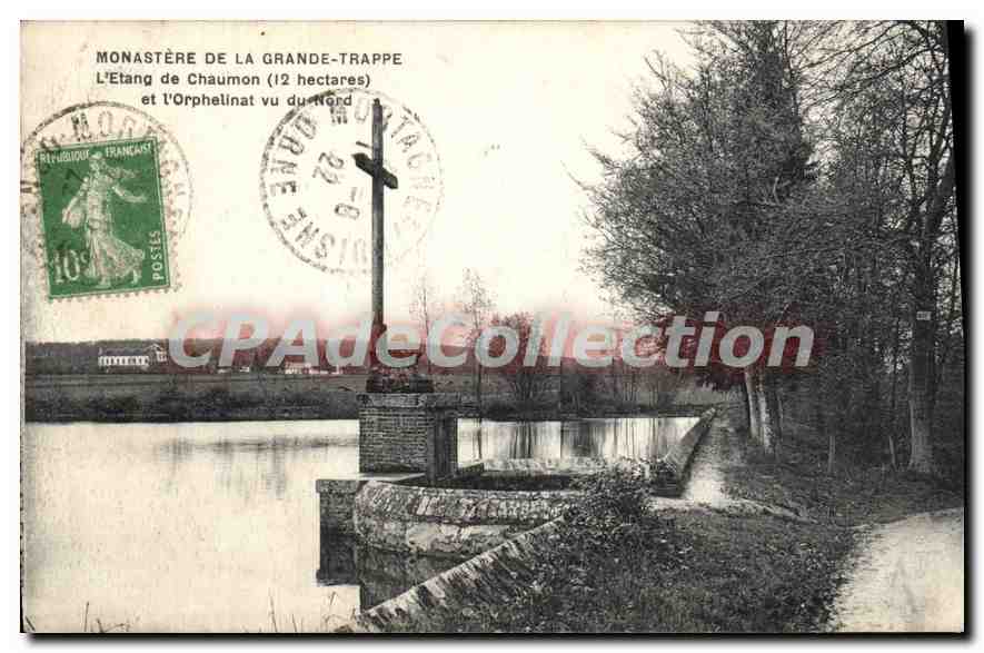 Monastère de la Grande-Trappe — L'Étang de Chaumon et l'Orphelinat vu du Nord — éditeur non identifié