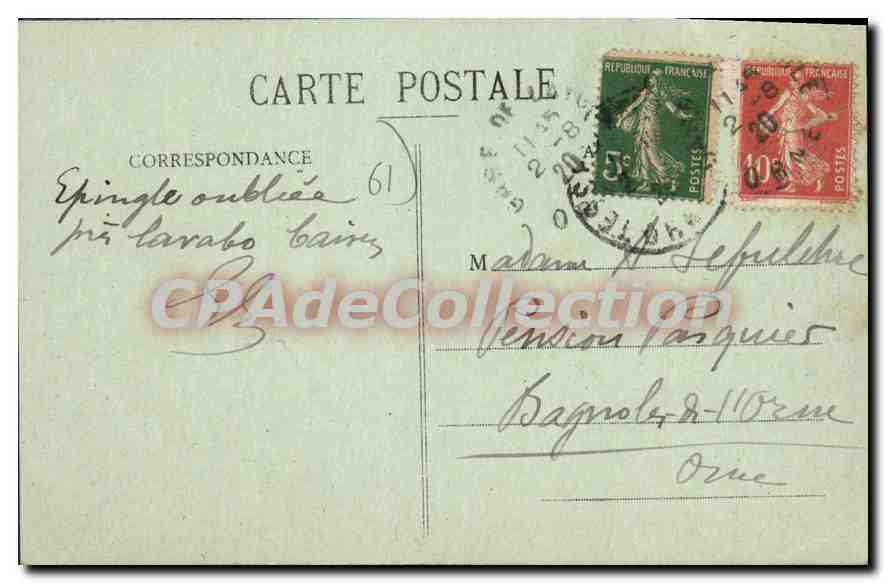 CPA L'Aigle Place Et Eglise St Martin Automobile — Rückseite
