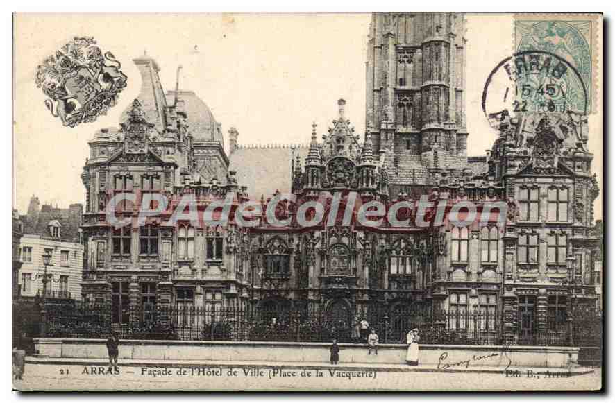 ARRAS — Façade de l'Hôtel de Ville (Place de la Vacquerie) — Ed. B., Arras, n°21