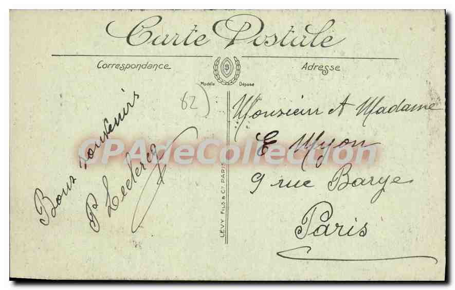 Arras — L'Hôtel de Ville avant le bombardement — Charles Lodiéu, éditeur, n° 2556 — Reverso