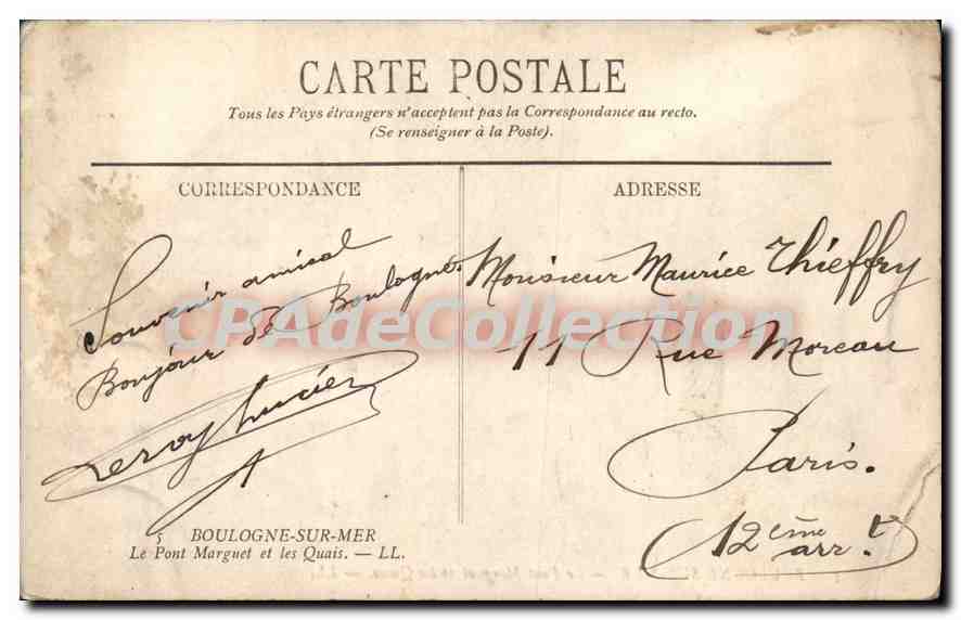 Boulogne-sur-Mer — Le Pont Marguet et les Quais — LL — Verso
