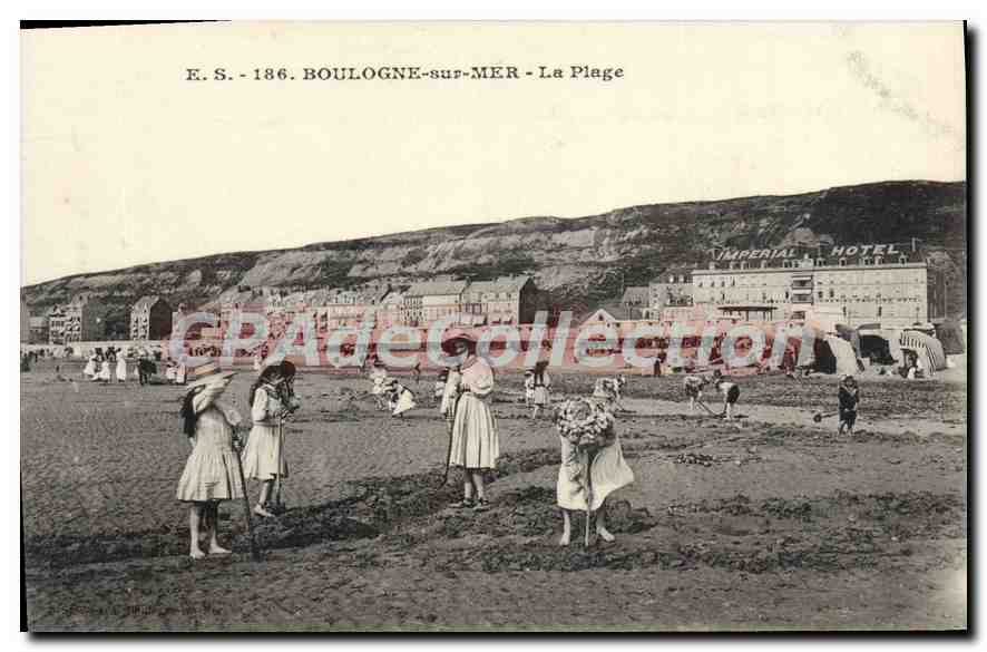 Boulogne-sur-Mer - La Plage — Imperial Hotel en arrière-plan — E.S. 186