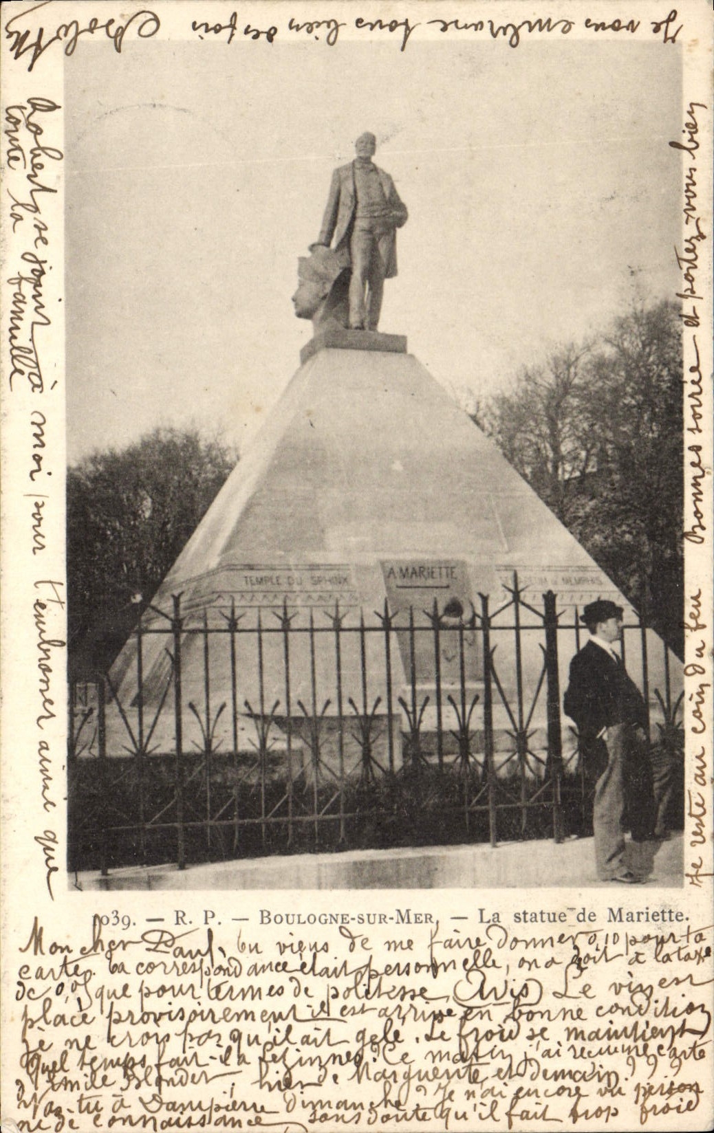 Statue de Mariette — Temple du Sphinx — Boulogne-sur-Mer — R.P. n° 1030