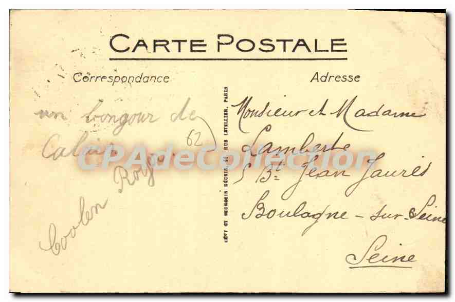 CPA Calais Le Nouveau Pont Et Le Casino — Rückseite
