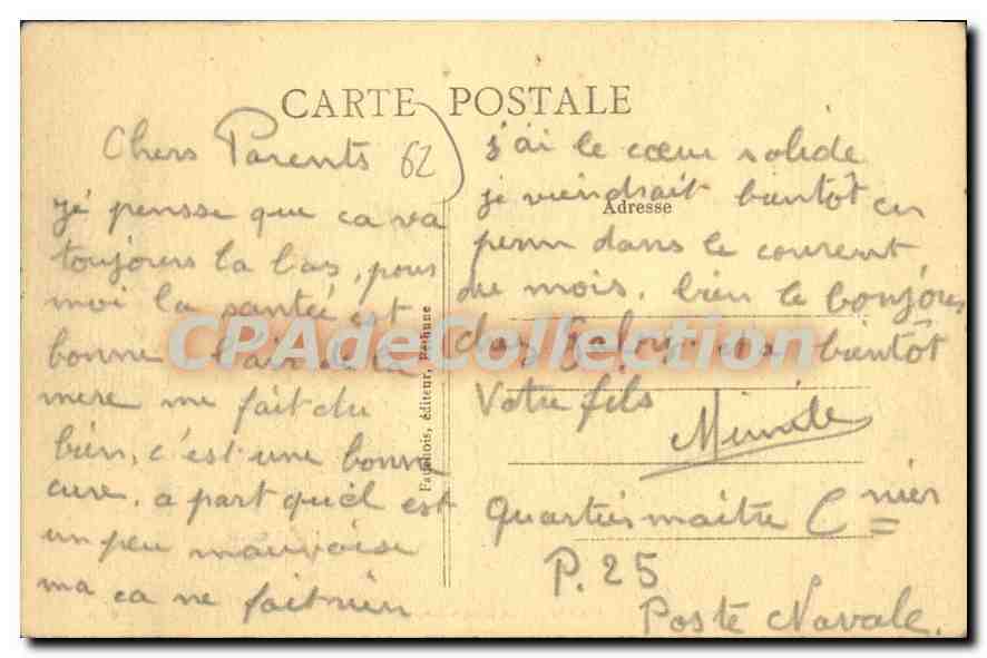 CPA Calais Le Bassin Carnot bateau Hernodia — Rückseite