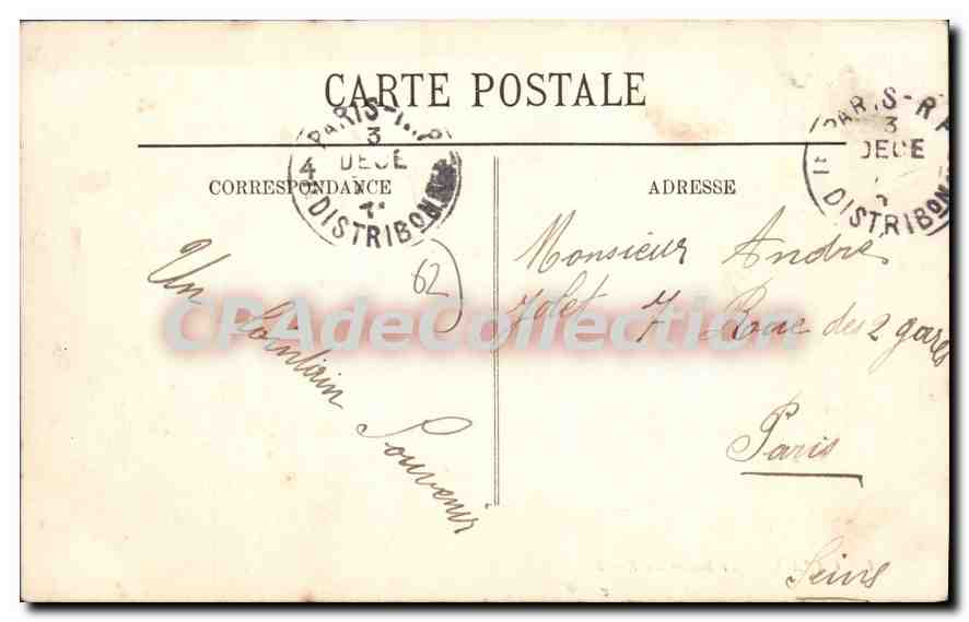 CPA Calais Le Bassin Du Paradis — Rückseite