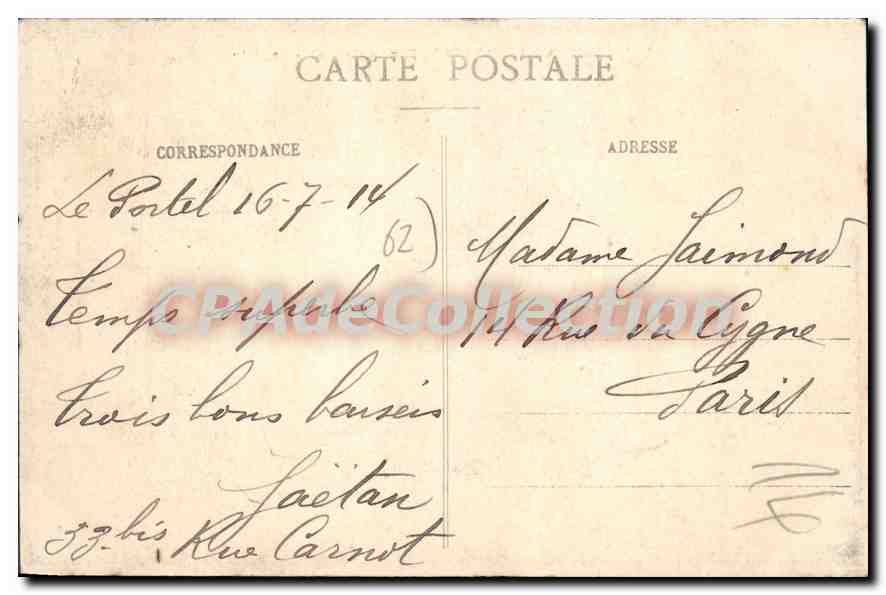 CPA Le Portel La Cale — Verso