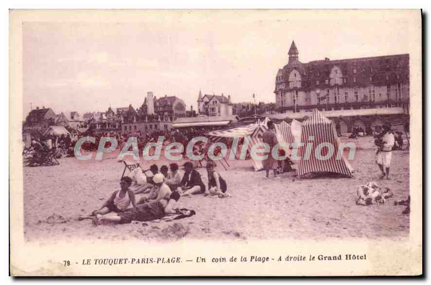 Le Touquet-Paris-Plage — Un coin de la Plage — À droite le Grand Hôtel