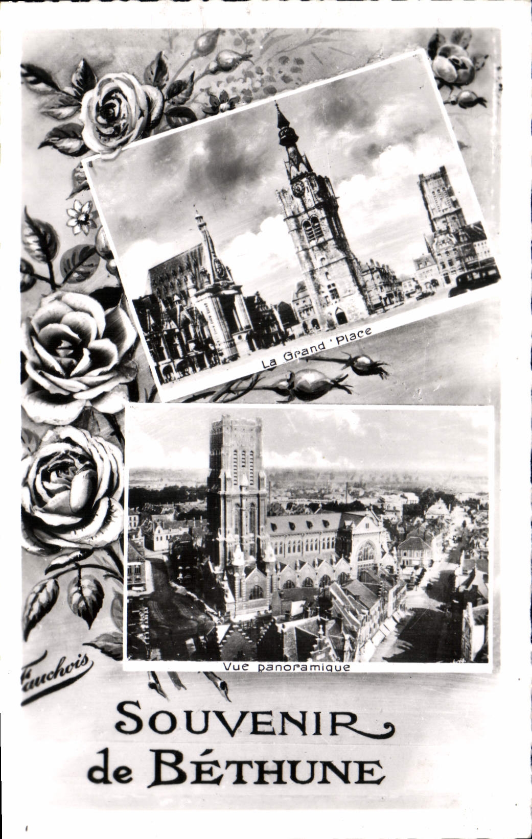 CPA Bethune Sourvenir grand place vue panoramique