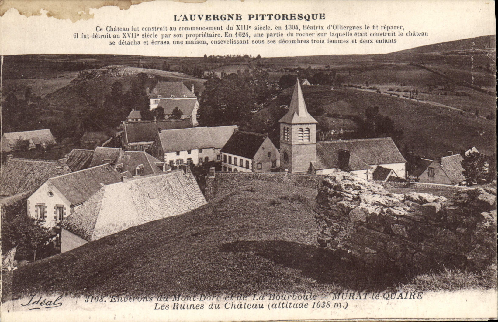Ruinen des Schlosses — Murat-le-Quairé — Ansichten von Mont-Dore und La Bourboule — pittoreske Auvergne