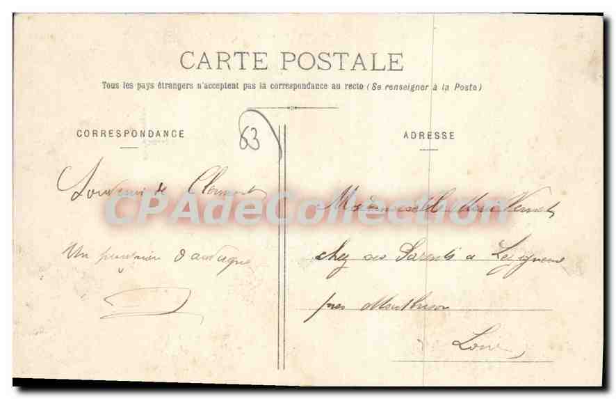 Clermont-Ferrand — La Place de Jaude — Éditeur : H. Bouge-Bail, n°600 — Achterkant