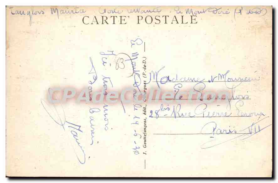 El Mont-Dore — Vista general — G. d'O. - 1409 — Reverso