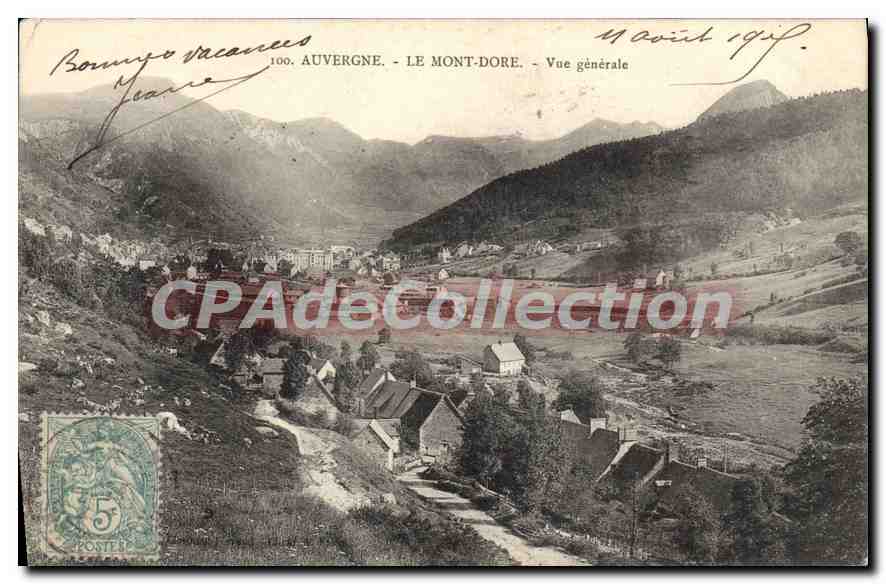 El Mont-Dore - Vista general — Auvergne — Tarjeta postal antigua Vacaciones n°100 - Anverso
