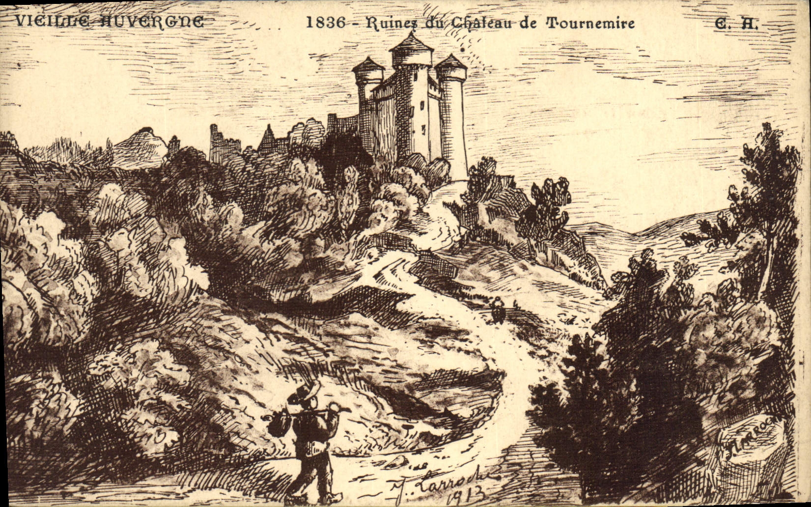 Ruines du Château de Tournemire — Vieille Auvergne — C.H. — F. Tarrade 1913