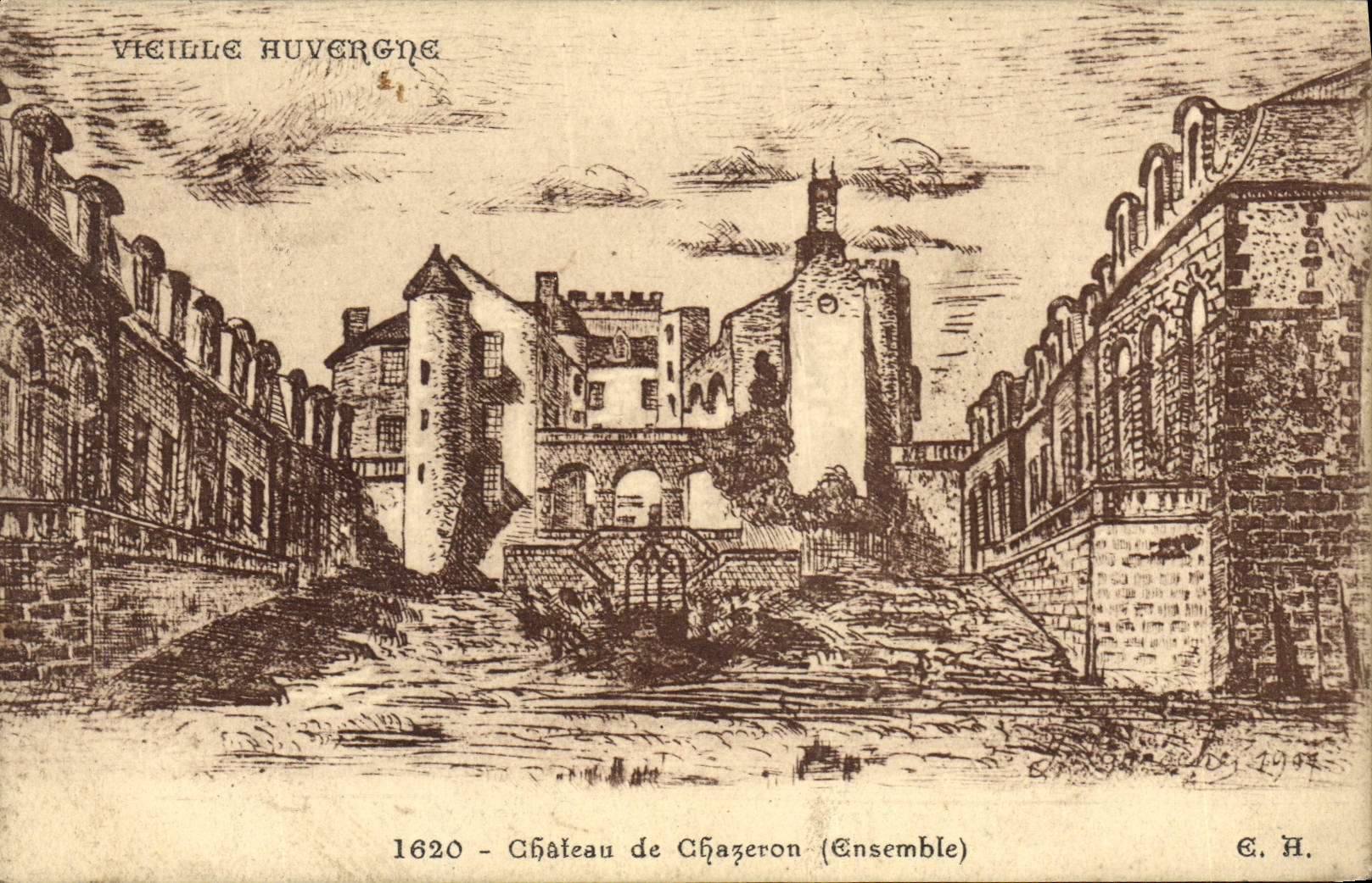 Château de Chazeron — Ensemble — Éditeur C. H. n° 197