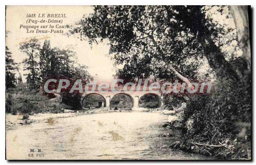 Le Breuil (Puy-de-Dôme) — Ansicht über die Couze, Die beiden Brücken — M. B. Le Puy