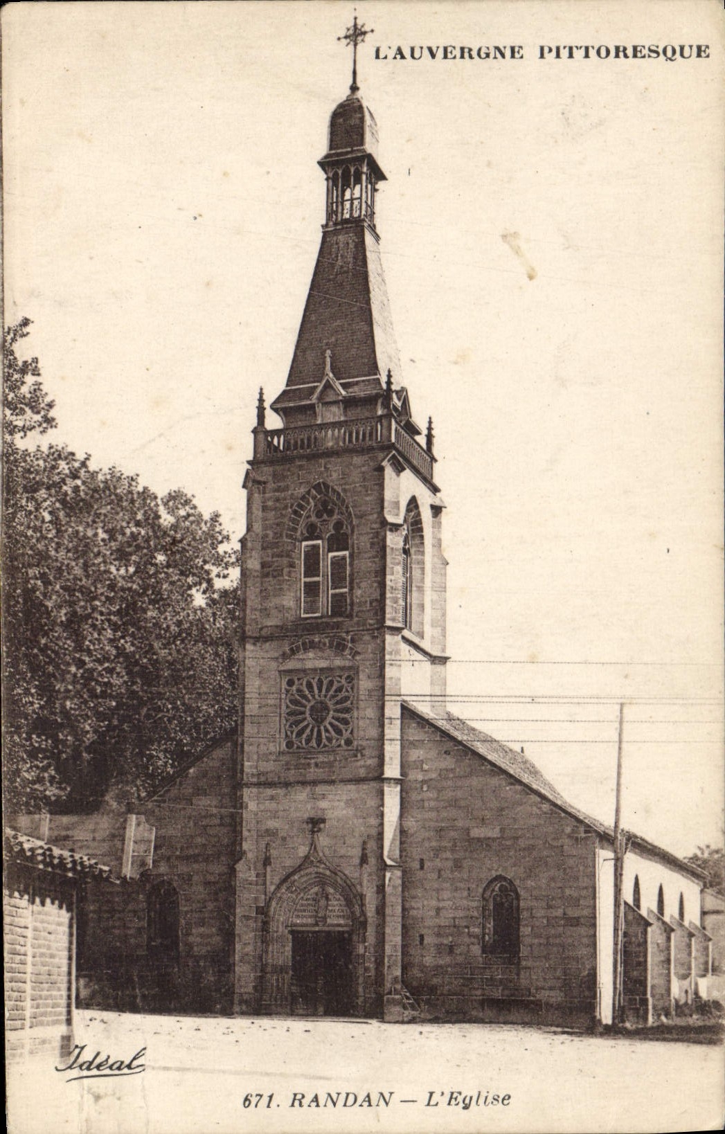 L'auvergne pittoresque — L'église — Éditeur Ideal, n° 671 - Anverso