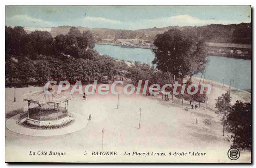 BAYONNE - La Place d'Armes, a la derecha el Adour — La Côte Basque, editor 'La Côte Basque', n°5