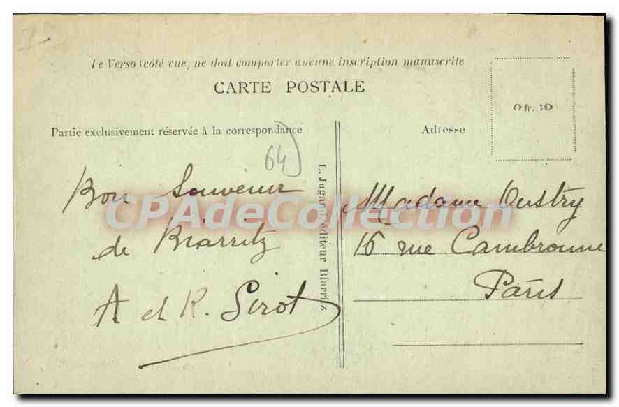 CPA Biarritz Vue Generale — Verso