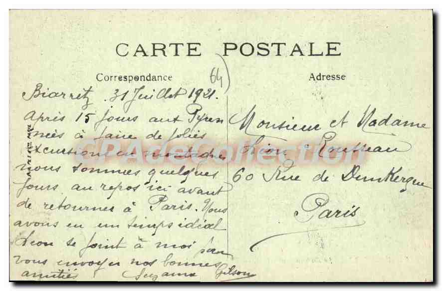 CPA Biarritz Le Casino Municipal — Rückseite