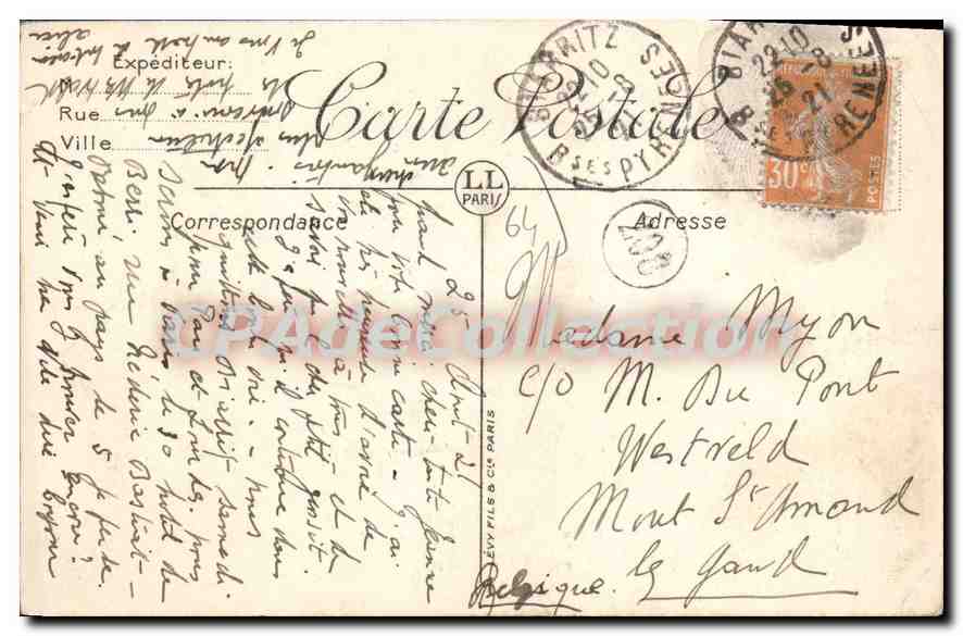 CPA Biarritz Avenue Edouard VII Le Casino Et Tramway — Rückseite