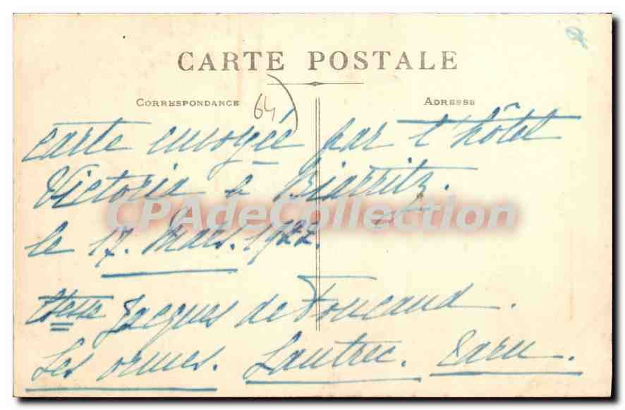 CPA Biarritz Les Grands Hotels Et Villas Sur La Grande Plage — Rückseite