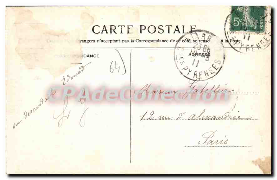 CPA Biarritz Le Nouvel Hotel Du Palais — Rückseite