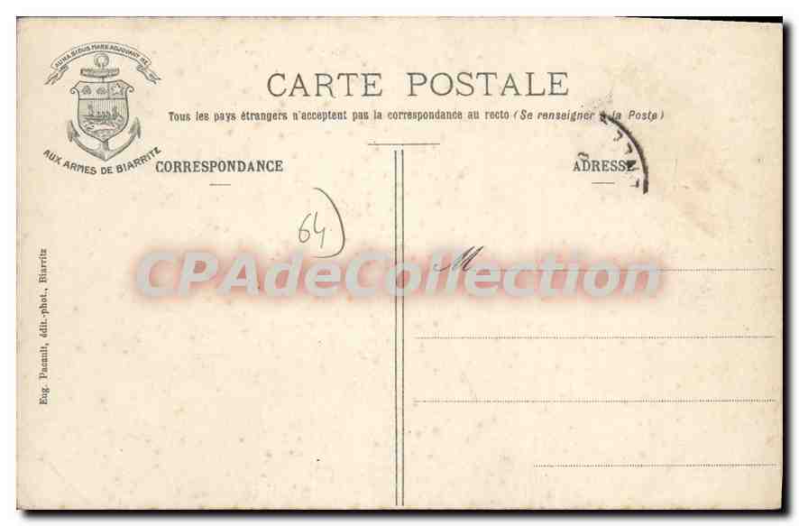 CPA Biarritz Eglise St Martin — Verso