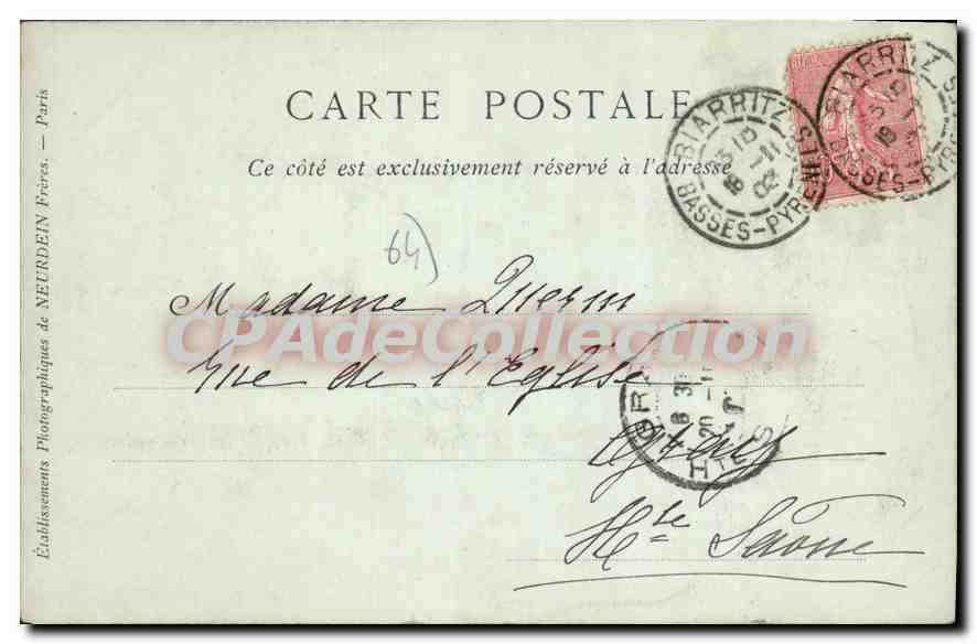 CPA Biarritz La Place Et Le Casino — Rückseite