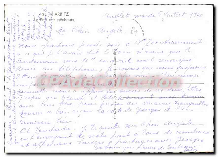 CPSM Biarritz Le Port Des Pecheurs — Rückseite