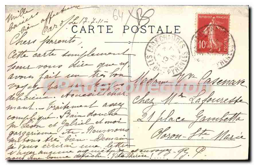 Eaux-Chaudes — Vue Générale — C.C. - 30 — Verso
