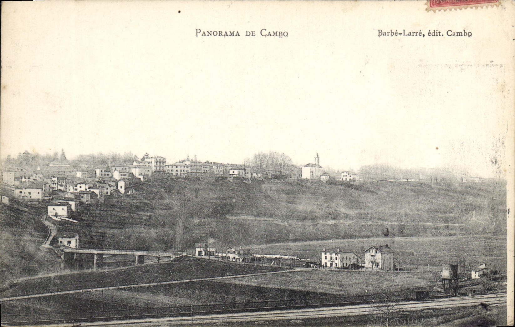 Panorama von Cambo — Panoramablick auf das Dorf auf der Hügel — Barbé-Larré, ed. Cambo