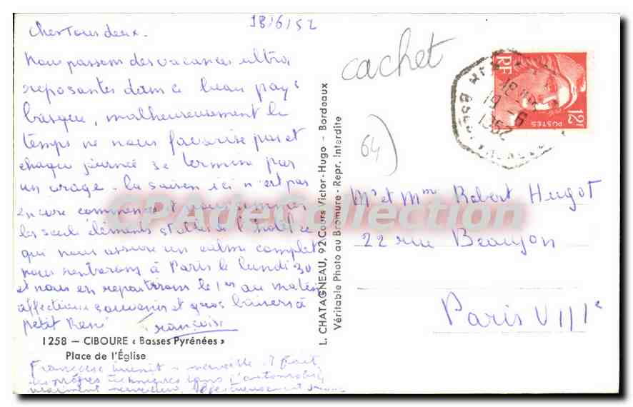 Platz der Kirche — Ciboure — L. Chataigneau, 22 rue Beaunoy, Paris VIIIe — Rückseite